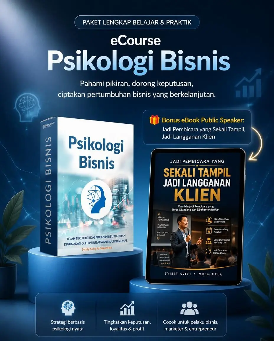 eCourse Psikologi Bisnis (+ Bonus eBook Public Speaker: Jadi Pembicara yang Sekali Tampil, Jadi Langganan Klien)